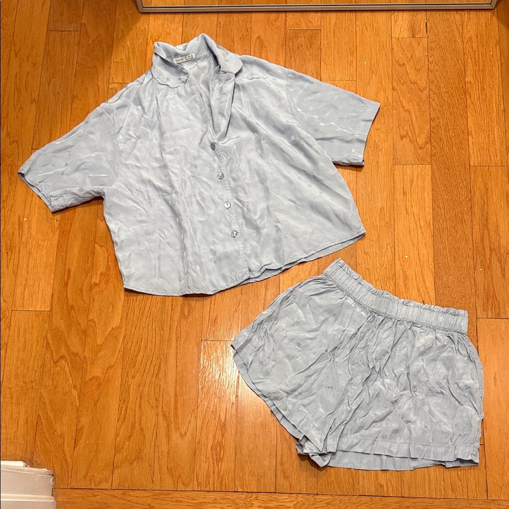 OYSHO light blue polkadot pajama set